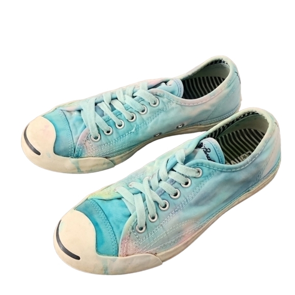 CONVERSE JACK PURCELL Mermaid Tie Dye Sneakers Womens 7 Mens 5 Custom RARE OOAK - Picture 3 of 16